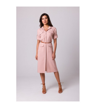 B258 Emery dress with pockets and belt - pink