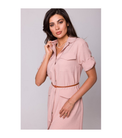 B258 Emery dress with pockets and belt - pink