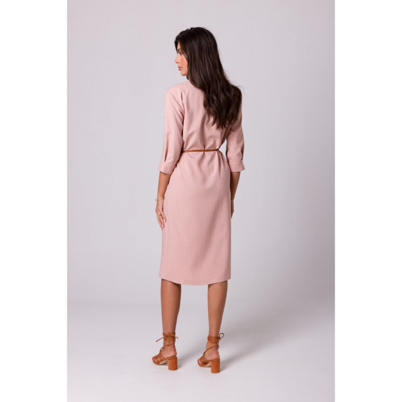 B258 Emery dress with pockets and belt - pink