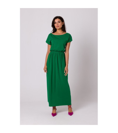 B264 Maxi dress with neckline and elastic waistband - luscious green