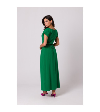 B264 Maxi dress with neckline and elastic waistband - luscious green