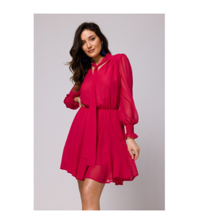 K168 Chiffon dress with wedges - fuchsia