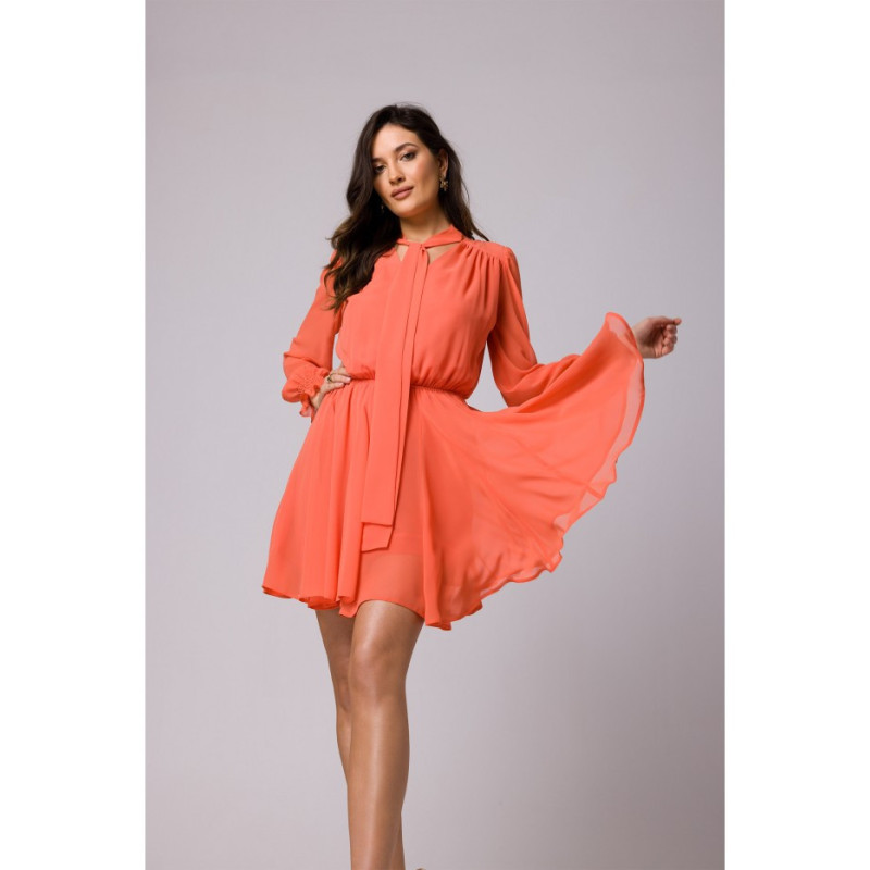 K168 Chiffon dress with wedges - orange