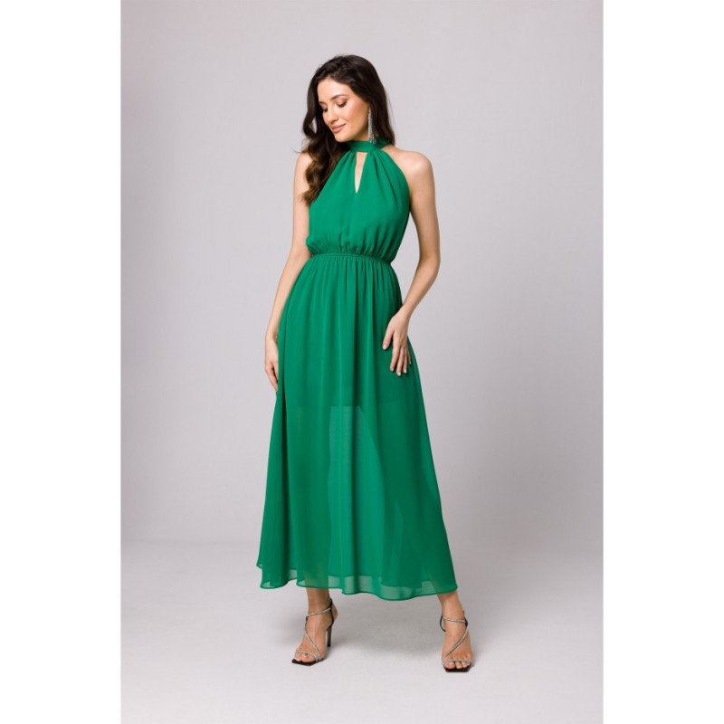 K169 chiffon maxi dress tied around the neck - luscious green