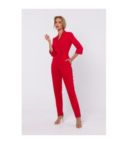 M751 Shawl collar jumpsuit - red