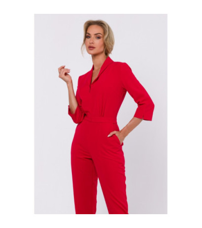 M751 Shawl collar jumpsuit - red