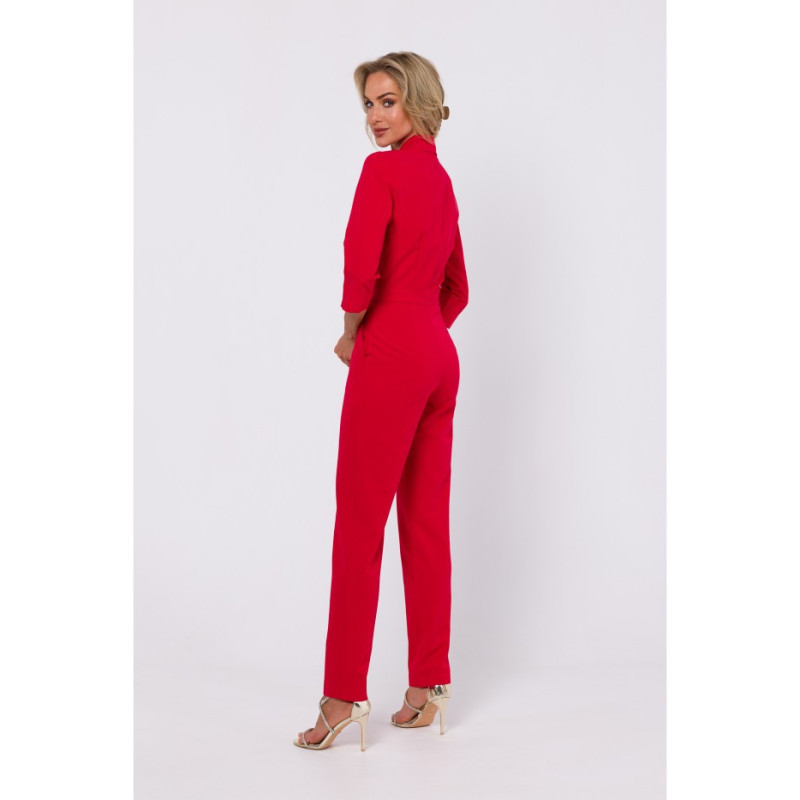 M751 Shawl collar jumpsuit - red