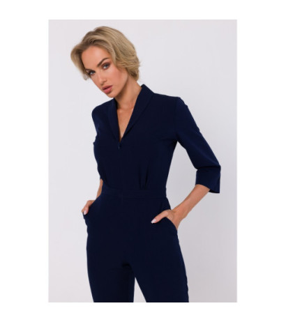 M751 Shawl collar jumpsuit - navy blue