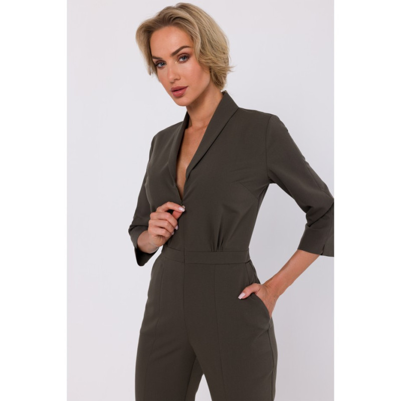 M751 Shawl collar jumpsuit - khaki