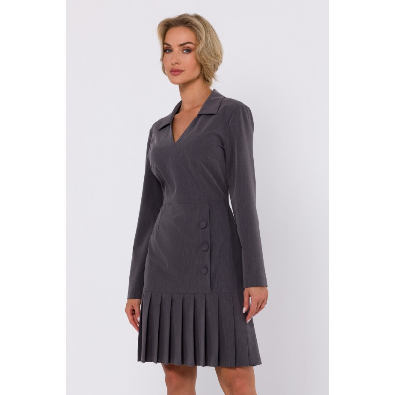 M752 Dress with pleated bottom - dark grey