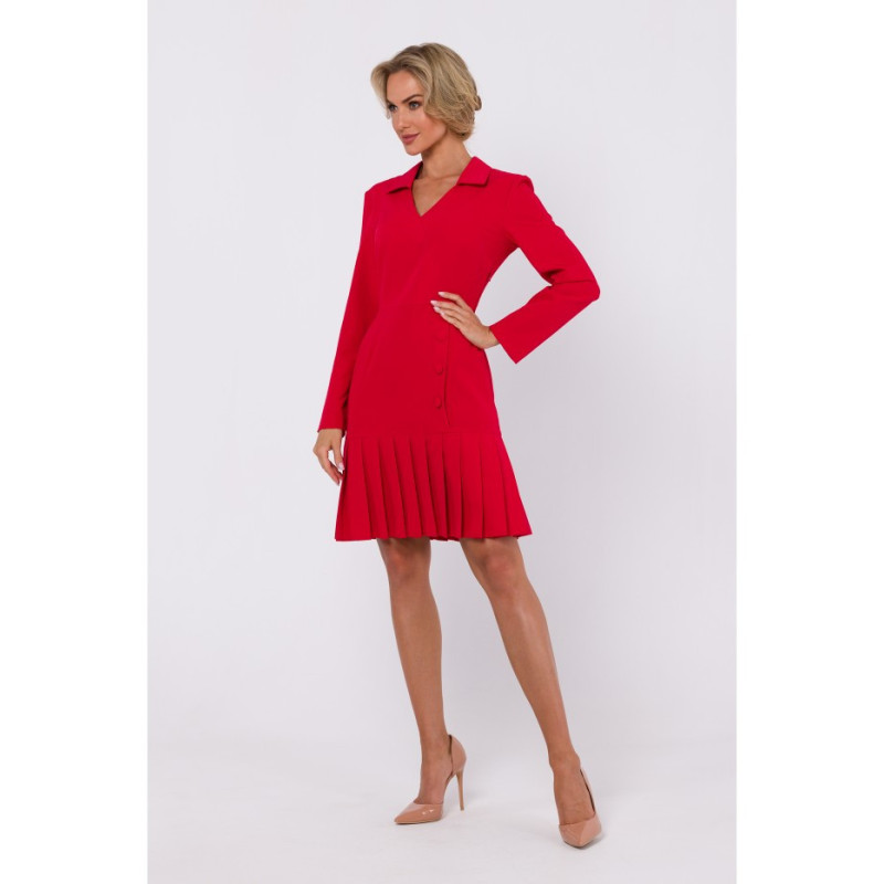 M752 Dress with pleated bottom - red