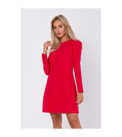 M753 Dress with decorative covered buttons - red