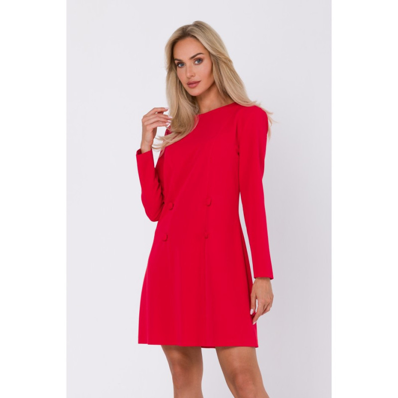 M753 Dress with decorative covered buttons - red