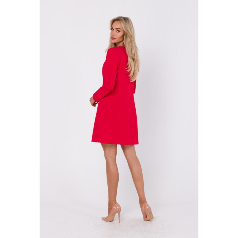 M753 Dress with decorative covered buttons - red