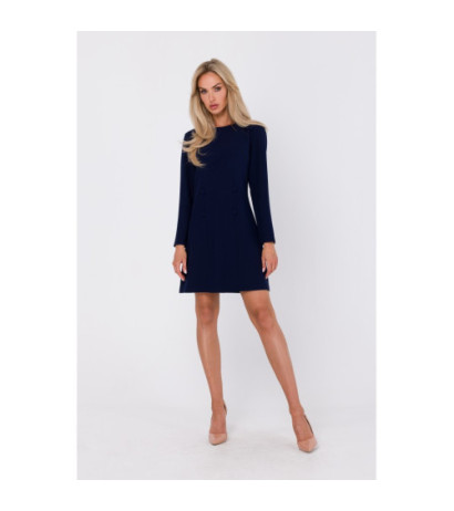 M753 Dress with decorative covered buttons - navy blue