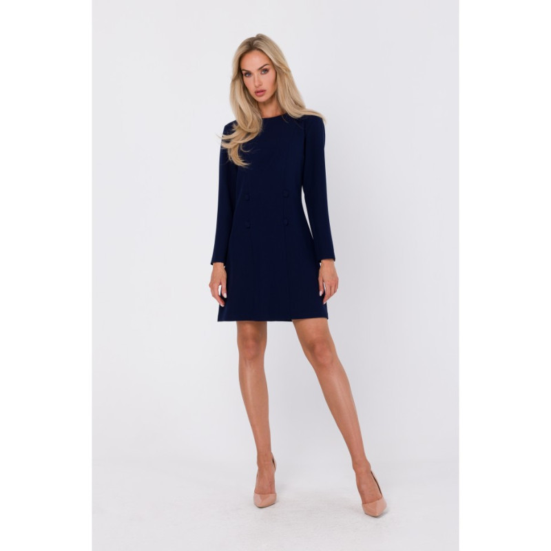 M753 Dress with decorative covered buttons - navy blue