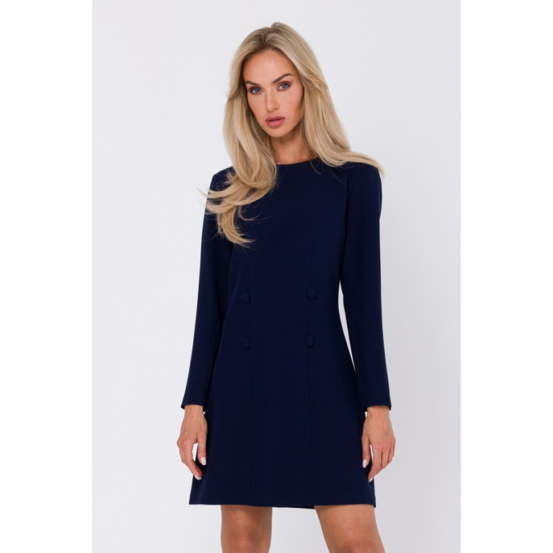 M753 Dress with decorative covered buttons - navy blue