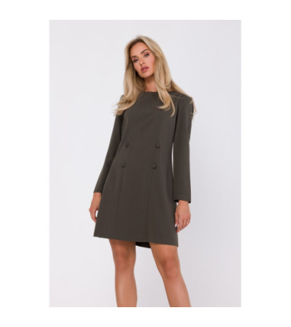 M753 Dress with decorative covered buttons - khaki