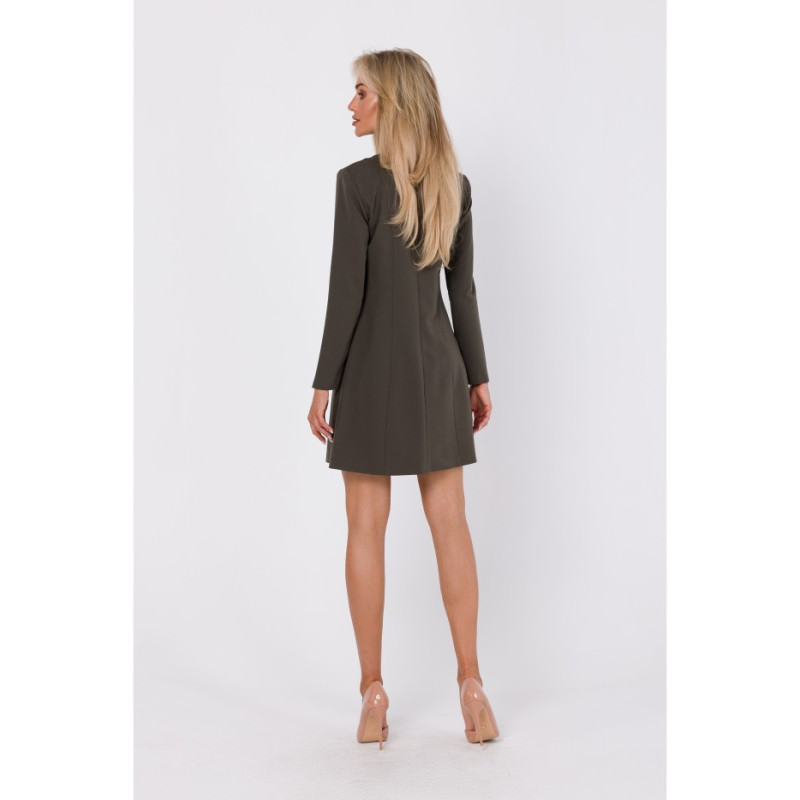 M753 Dress with decorative covered buttons - khaki