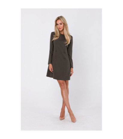 M753 Dress with decorative covered buttons - khaki