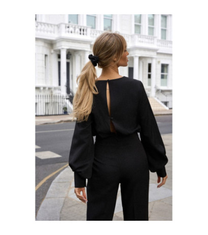 M754 Jumpsuit with decorative sleeves - black