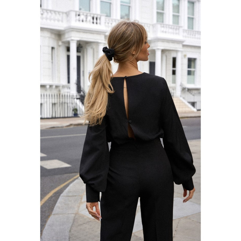 M754 Jumpsuit with decorative sleeves - black