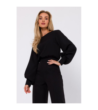 M754 Jumpsuit with decorative sleeves - black