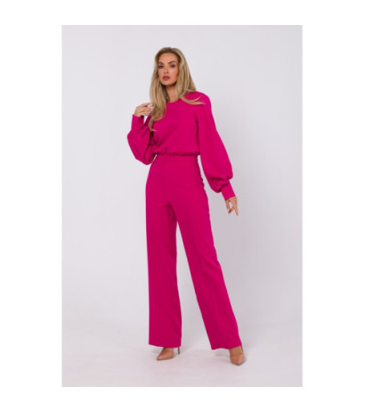 M754 Jumpsuit with decorative sleeves - fuchsia