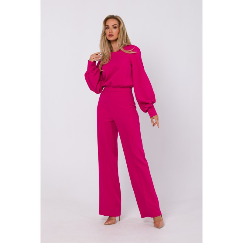 M754 Jumpsuit with decorative sleeves - fuchsia