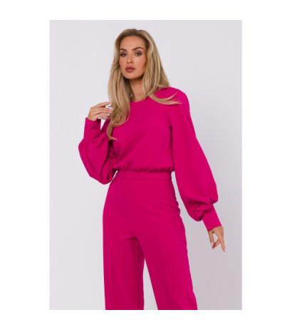 M754 Jumpsuit with decorative sleeves - fuchsia