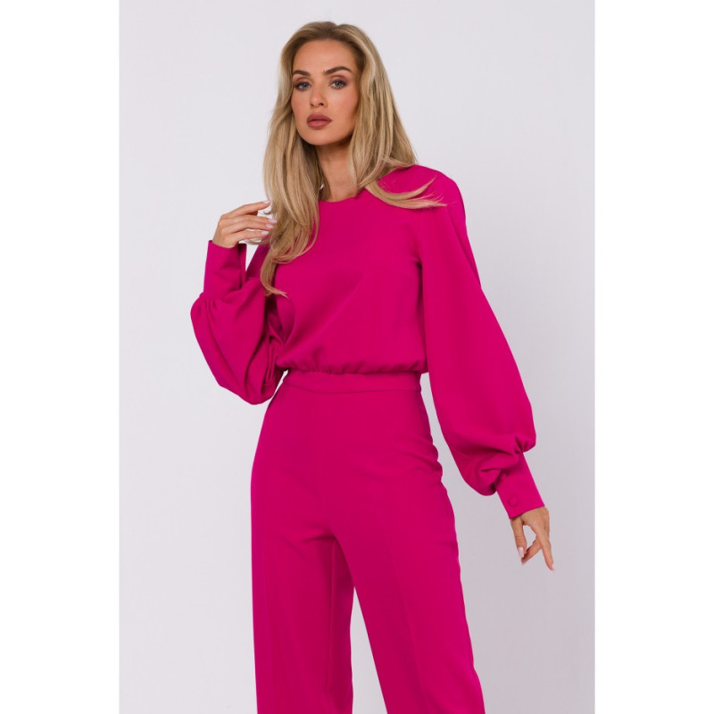 M754 Jumpsuit with decorative sleeves - fuchsia