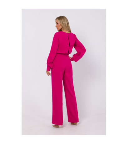 M754 Jumpsuit with decorative sleeves - fuchsia