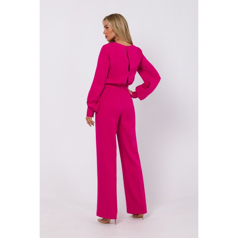 M754 Jumpsuit with decorative sleeves - fuchsia