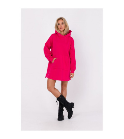 M762 Dress with hood and kangaroo pocket - raspberry