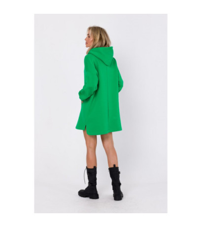 M762 Dress with hood and kangaroo pocket - juicy green