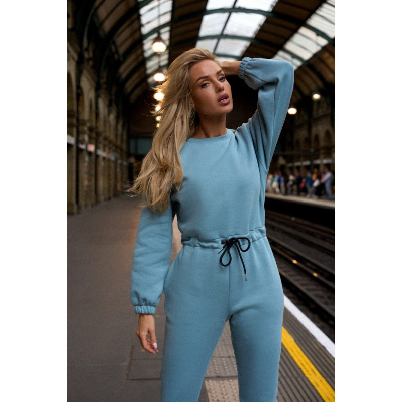 M763 Jumpsuit with elastic waistband - agave