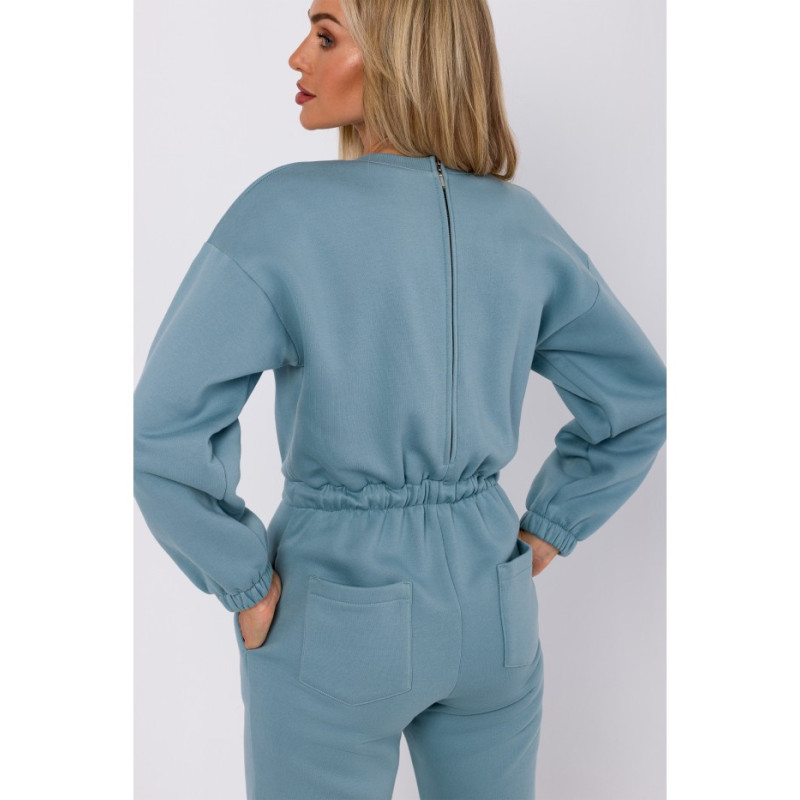 M763 Jumpsuit ar elastīgu jostu - agave