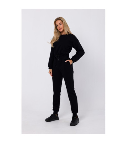 M763 Jumpsuit with elastic waistband - black