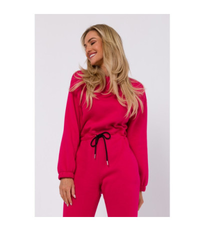 M763 Jumpsuit with elastic waistband - raspberry