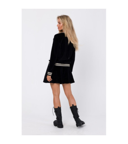 M766 Sweatshirt with decorative cuffs and stand-up collar - black