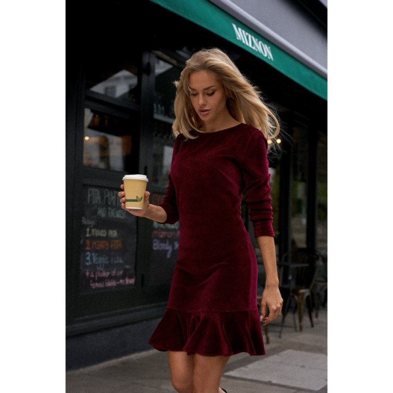 M765 Dress with frill - maroon