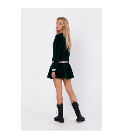 M766 Sweatshirt with decorative cuffs and stand-up collar - green