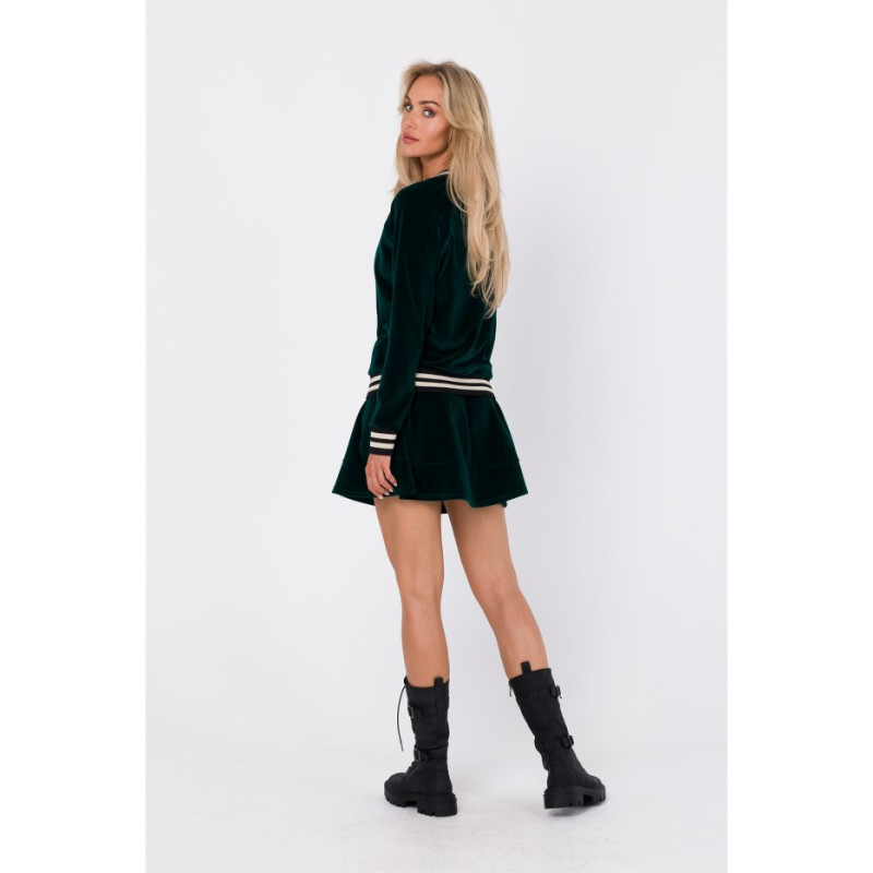 M766 Sweatshirt with decorative cuffs and stand-up collar - green