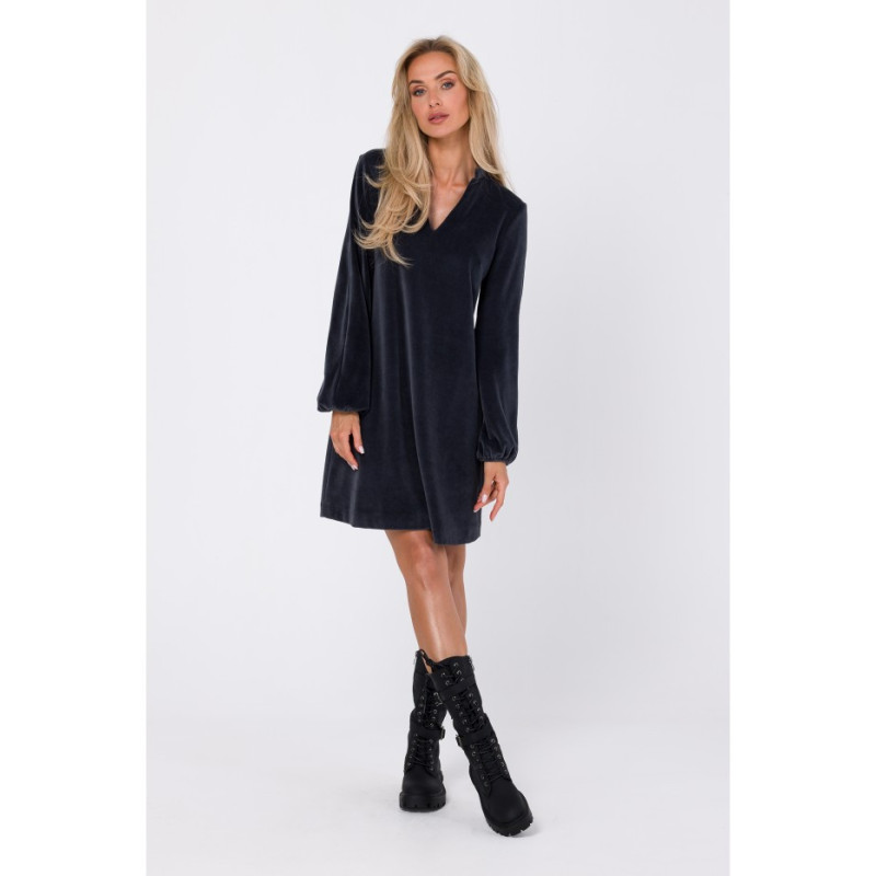 M767 V-neck dress - graphite