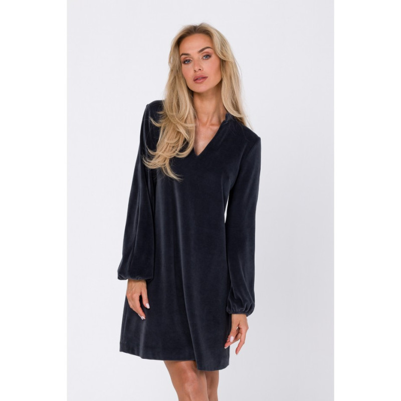 M767 V-neck dress - graphite