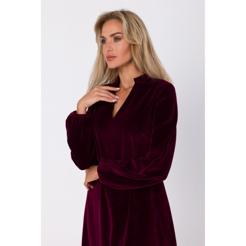 M767 V-neck dress - maroon