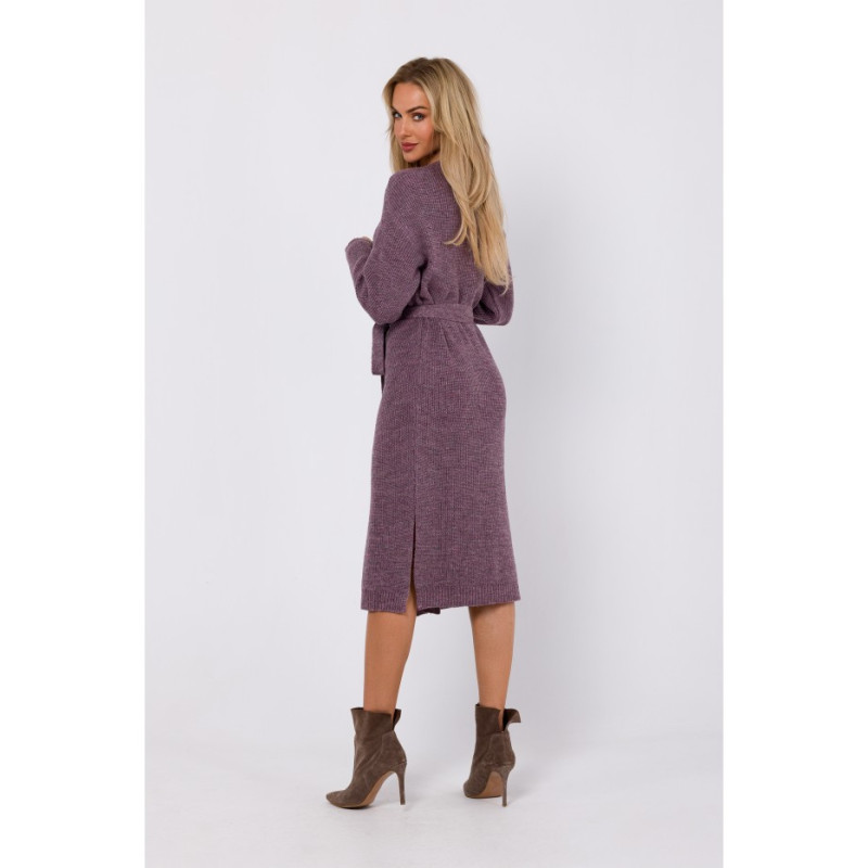 M772 Overlap dress tied around the waist - heather