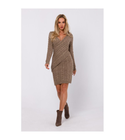 M773 Dress with interlacing on the front - brown