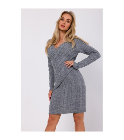 M773 Dress with interlacing on the front - gray