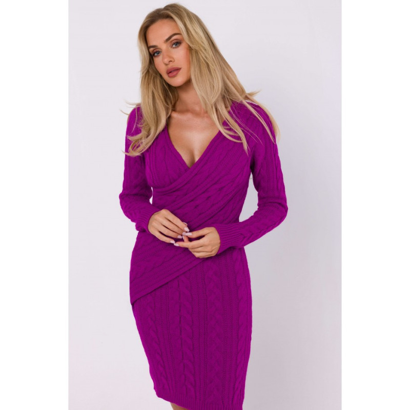 M773 Dress with interlacing on the front - purple